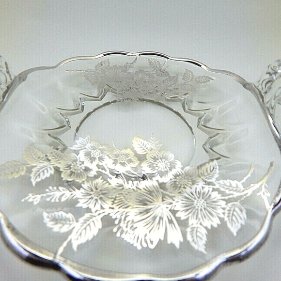 Silver City Overlay Glass Springtime Rolled Edge Candy Dish - Picture 3 of 11